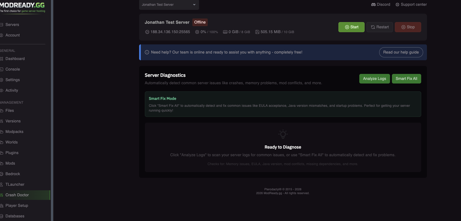 Crash Doctor interface showing detected issues