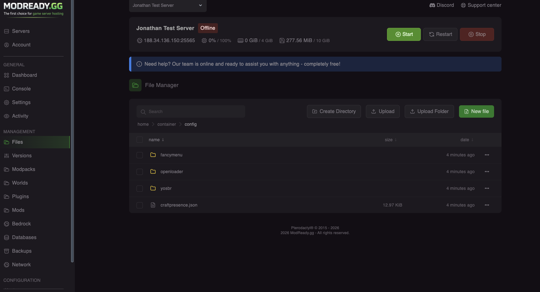 Config folder showing mod configurations