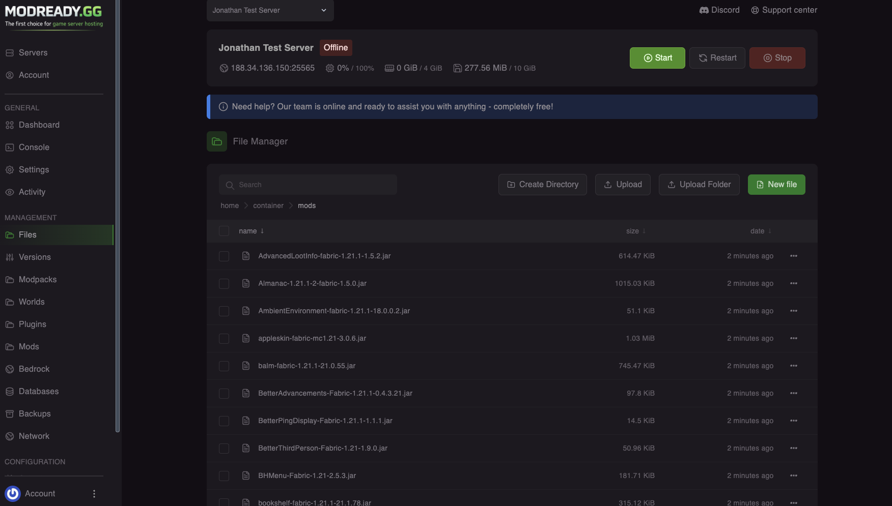 Mods folder showing installed mod files