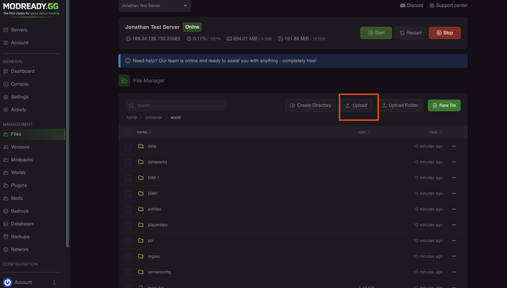 Upload button and upload progress