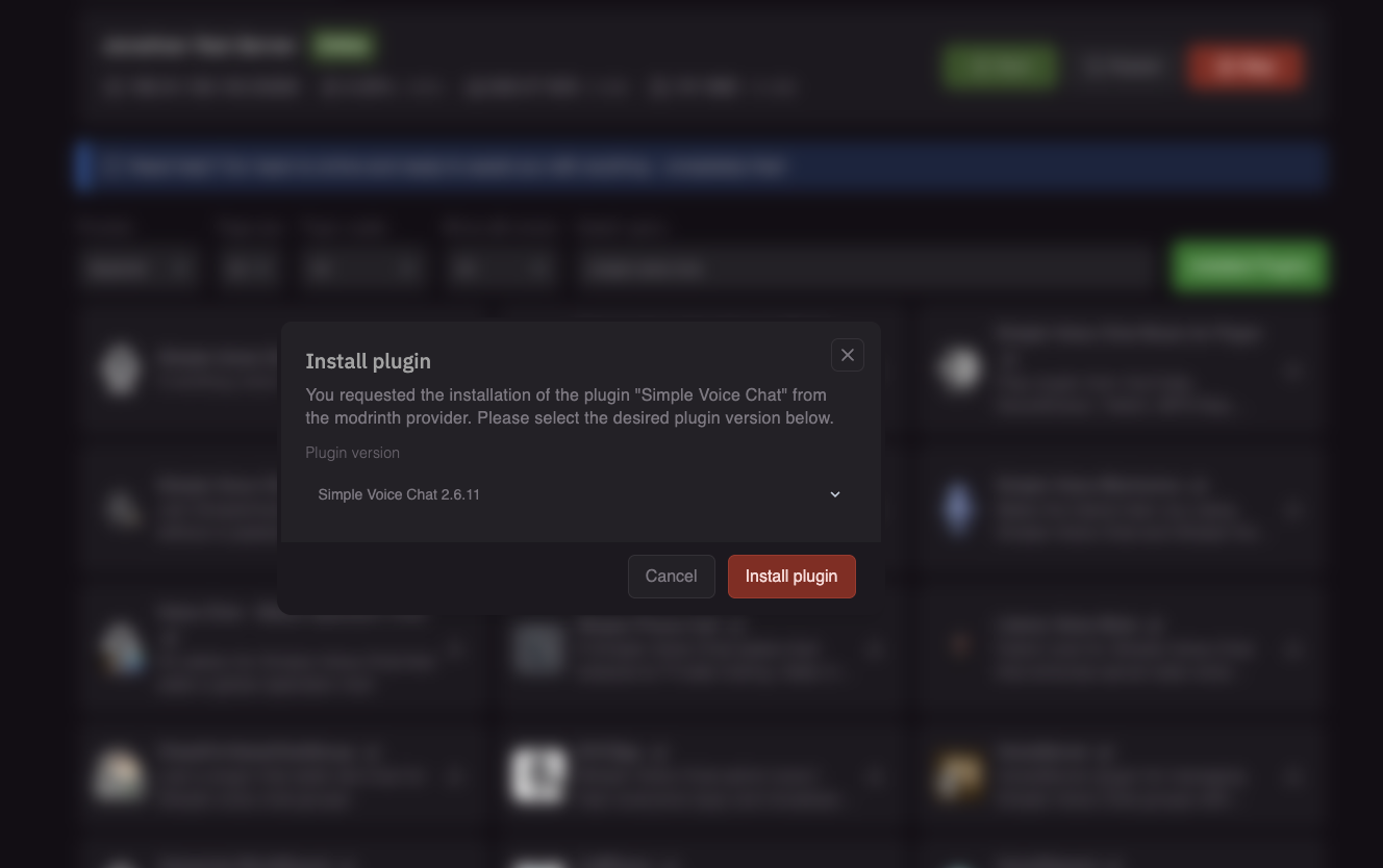 Plugin install button